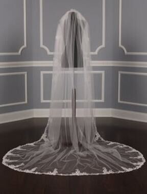 St. Pucchi M9339 Diamond White Silver Chapel Length Tulle Wedding Bridal Veil